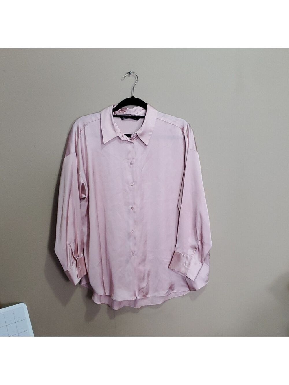 Zara Pinkish Beige Button Down Blouse Size Xl